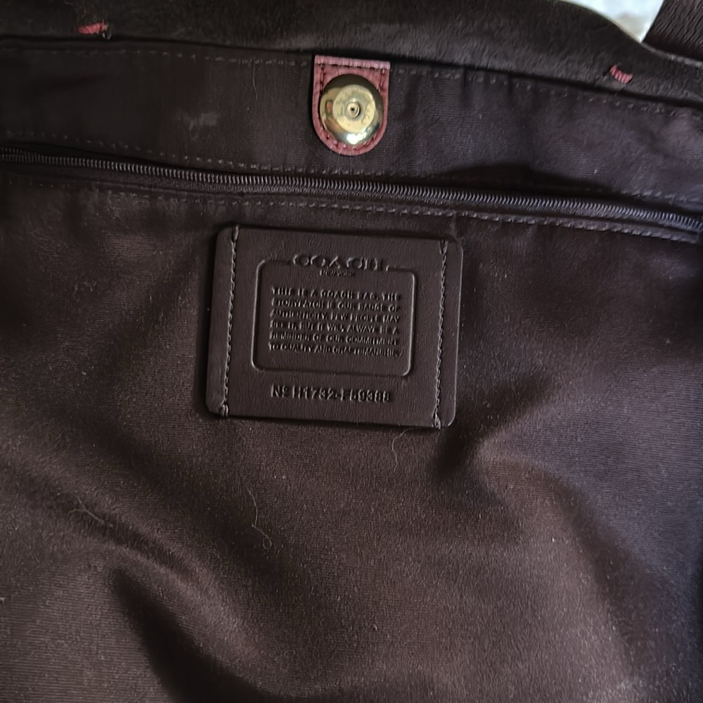 Coach Metallic Red Leather Derby Tote.       EUC - Picture 5 of 6